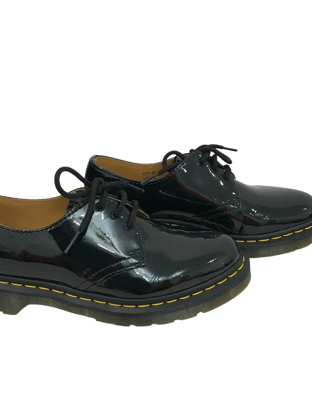 Dr. Martens Black Leather 3-Eye Derby Shoes with Yellow Stitching Amazon.com | Dr. Martens, 1461 3-Eye Leather Oxford Shoe for  main image 2